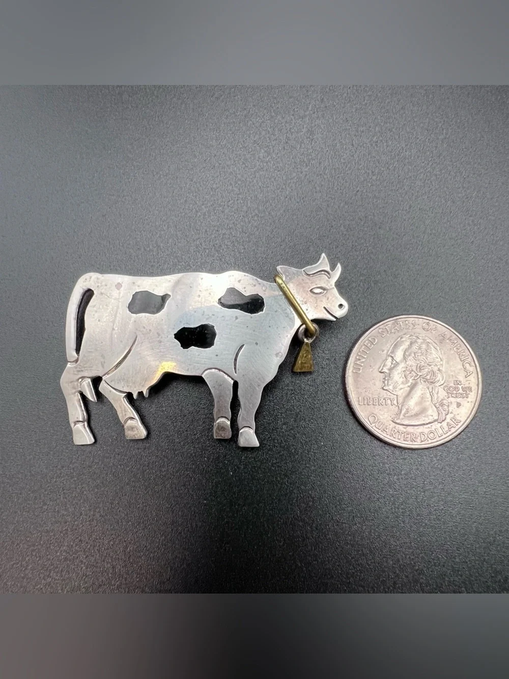 Sterling Silver Mexico Dairy Cow Brooch